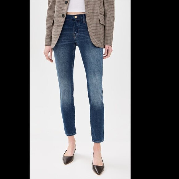 FRAME DENIM ‘Le Garçon’ Boyfriend West End Distressed Cropped Blue Jeans Size 26 - Picture 3 of 7